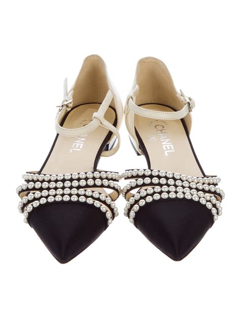 pearl embellished chanel shoes|chanel slingback online shop.